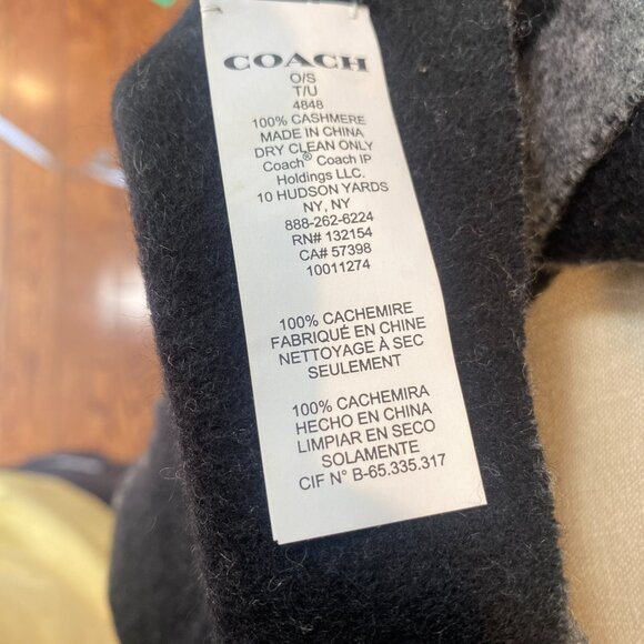 Coach muffler ec-21684 Gray Black Cleaned Good Condition Cashmere 100% Used - Picture 5 of 5